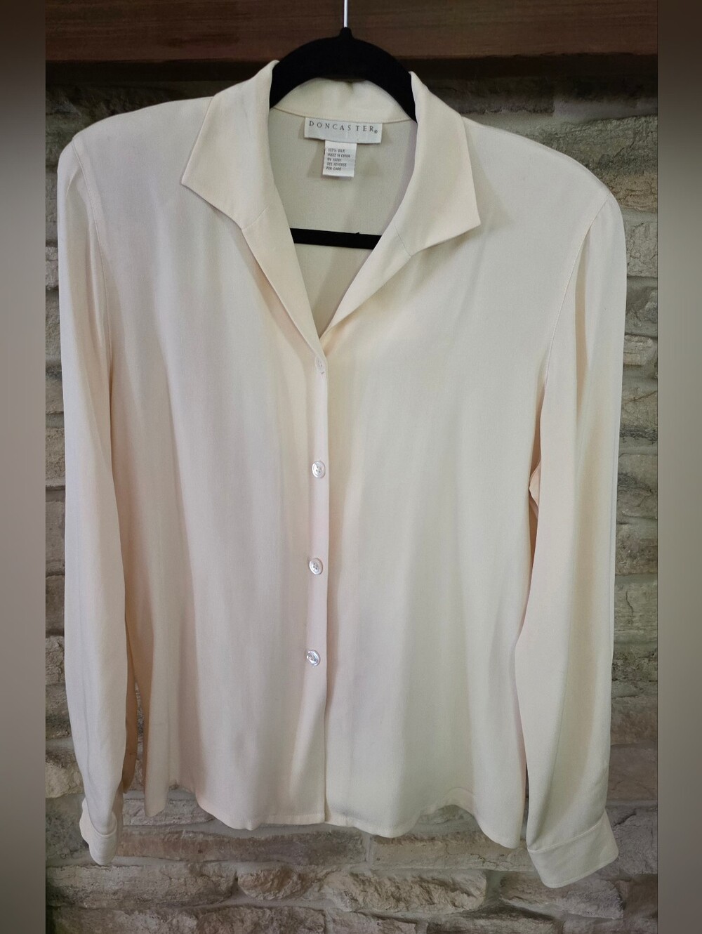 Doncaster Cream Button-Front Silk Blouse